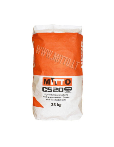 Klijai silikatiniams blokams C520 MITTO 25kg Klijai silikatiniams blokams C520 MITTO 25kg