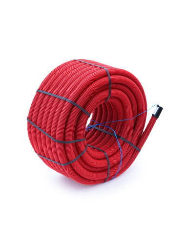 Vamzdis techninis 50mm gofruotas/lygus, raudonas, ilgis 50m. Statybinės medžiagos