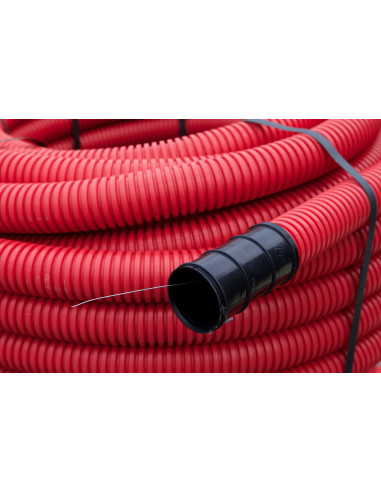 Vamzdis techninis 50mm gofruotas/lygus, raudonas, ilgis 50m. Statybinės medžiagos