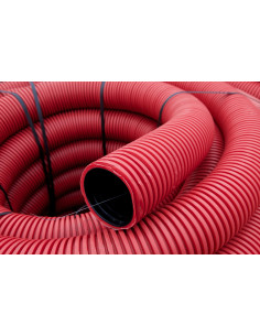 Vamzdis techninis 110mm gofruotas/lygus, raudonas, ilgis 50m. Statybinės medžiagos 2