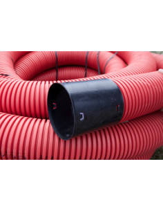 Vamzdis techninis 160mm gofruotas/lygus, raudonas, ilgis 25m 2