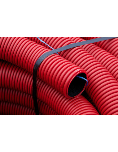 Vamzdis techninis 40mm gofruotas/lygus, raudonas, ilgis 50m