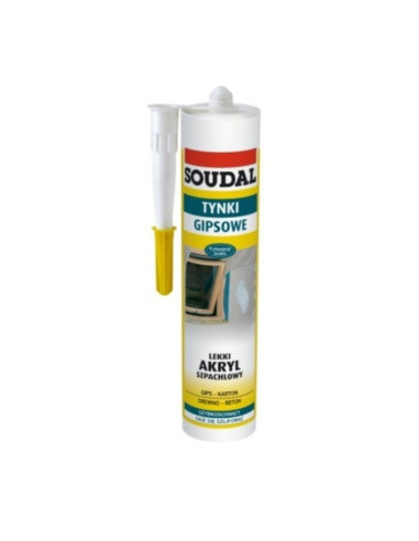 Akrilas glaistymui baltas TYNKI GIPSOWE 300ml SOUDAL Akrilas glaistymui baltas TYNKI GIPSOWE 300ml SOUDAL