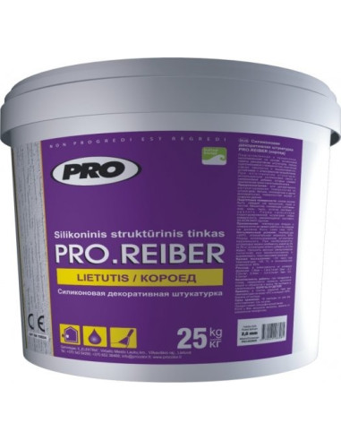 Silikoninis struktūrinis tinkas PRO.REIBER Frakcijos dydis 2.5mm 25kg