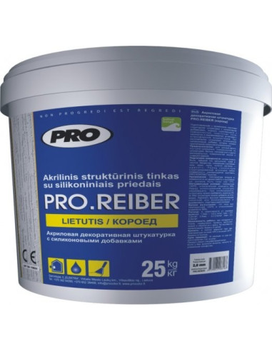 Silikoninis struktūrinis tinkas PRO.REIBER Frakcijos dydis 1.5mm 25kg