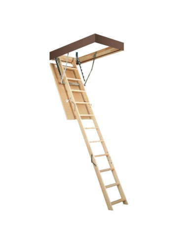 Segmentiniai sulankstomi laiptai su medinėmis kopėčiomis LWS Smart 55x111cm, h 280cm FAKRO Segmentiniai sulankstomi laiptai su medinėmis kopėčiomis LWS Smart 55x111cm, h 280cm FAKRO