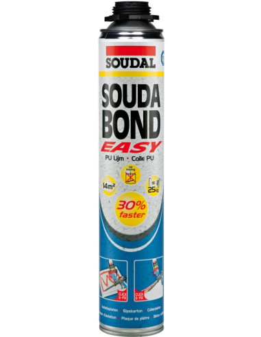 Putos poliuretano klijai SOUDABOND EASY 750ml pistoletinės SOUDAL Putos poliuretano klijai SOUDABOND EASY 750ml pistoletinės SOUDAL