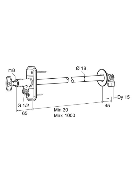 Lauko (sodo) kranas su raktu GUSTAVSBERG FG0105061, ilgis 100cm