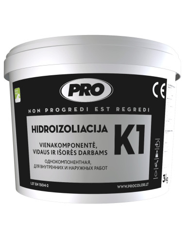 Hidroizoliacija vidaus ir išorės darbams K1. Statybinės medžiagos