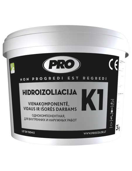 Hidroizoliacija vidaus ir išorės darbams K1. Statybinės medžiagos