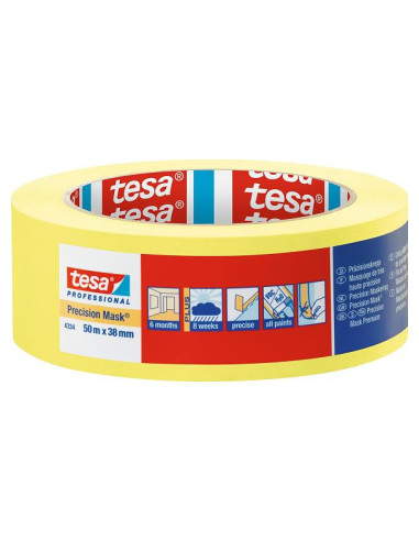 Apsauginė juosta jautriems paviršiams ir lygiems kraštams, ilgis 50m, TESA Precision Mask®. Statybinės medžiagos .