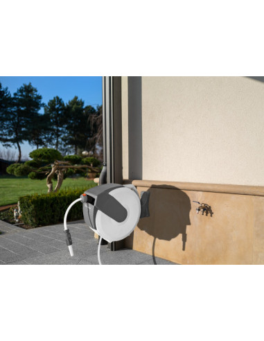 Automatinė laistymo žarnos ritė WHITE LINE 20 m | Pilka/balta