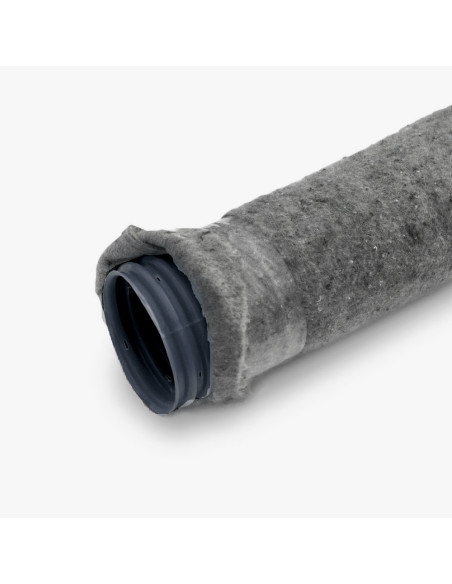 Drenažo vamzdis 100mm su geotekstilės filtru (rulone 50m), juodas PP vamzdis