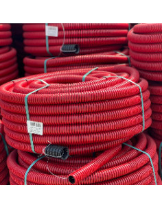 Vamzdis techninis 63mm gofruotas/lygus, raudonas, ilgis 50m 2