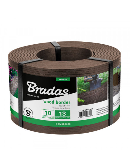 Juosta užtvarėlė WOOD BORDER 130mm x 2.8mm x 10m, ruda. Statybinės medžiagos