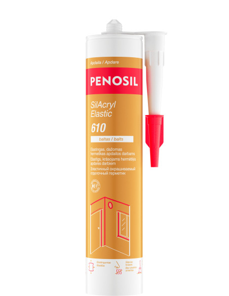 Silikonizuotas akrilo hermetikas PENOSIL SilAcryl Elastic 610, 310ml