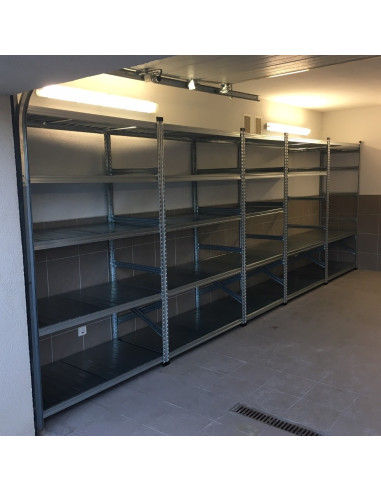 Stelažas - lentyna sandėliukui/garažui, aukštis 250cm, 3 lentynos [gylis pasirenkamas, lentynos ilgis pasirenkamas] METALSISTEM