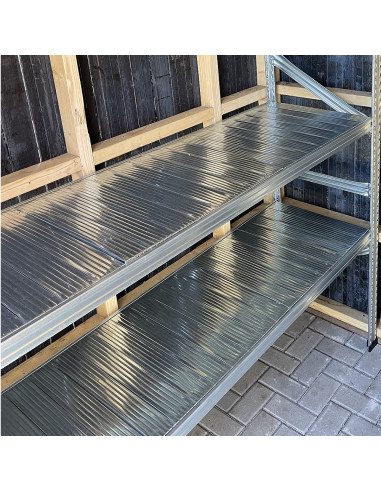 Lentyna su skersiniais stelažui-lentynai [ilgis pasirenkamas, gylis pasirenkamas], cinkuoto plieno, METALSISTEM