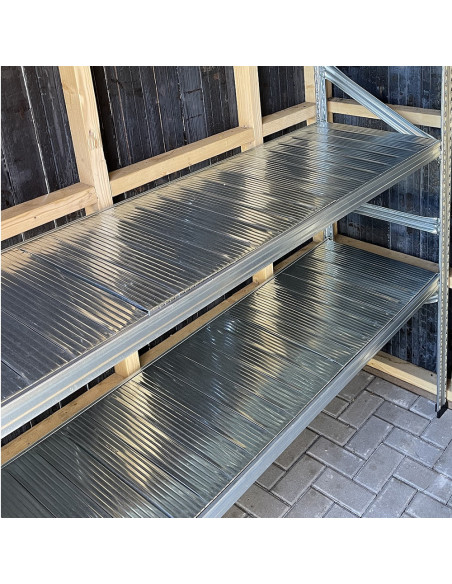 Lentyna su skersiniais stelažui-lentynai [ilgis pasirenkamas, gylis pasirenkamas], cinkuoto plieno, METALSISTEM