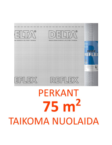 Garo izoliacinė plėvelė su aliuminio sluoksniu DELTA REFLEX, plotis 1.5m, ypatingai stora (180g), Sd 150