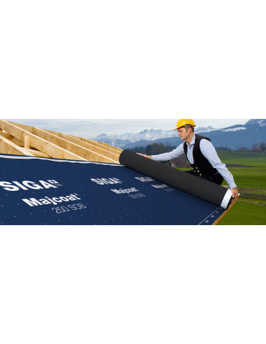 Difuzinė plėvelė SIGA Majcoat 250 SOB su lipnia juosta 1.5m x 50m (75m2). Statybinės medžiagos