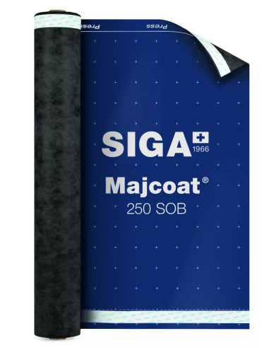 Difuzinė plėvelė SIGA Majcoat 250 SOB su lipnia juosta 1.5m x 50m (75m2). Statybinės medžiagos