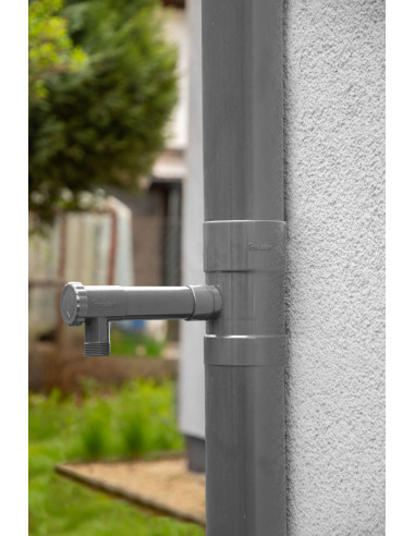 Lietaus vandens rinktuvas gaudyklė su vožtuvu, 90mm, pilkas