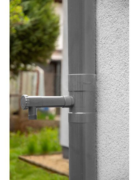 Lietaus vandens rinktuvas gaudyklė su vožtuvu, 90mm, pilkas