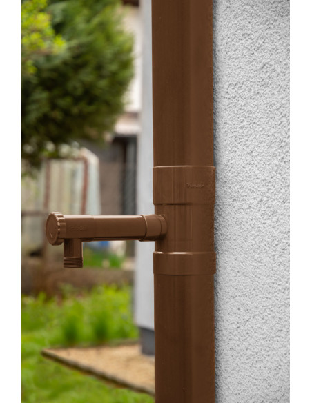Lietaus vandens rinktuvas gaudyklė su vožtuvu, 90mm, rudas