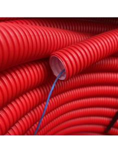 Vamzdis techninis 32mm gofruotas/lygus, raudonas, ilgis 50m 2