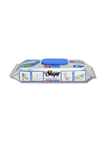 Kalkėms šalinti drėgnos servetėlės Sleepy Easy Clean Acti-Foam, mėlynas dangtelis (pakuotėje 30vnt).