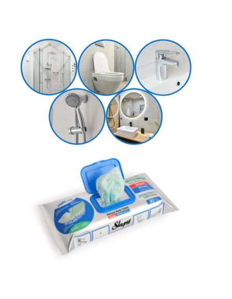 Kalkėms šalinti drėgnos servetėlės Sleepy Easy Clean Acti-Foam, mėlynas dangtelis (pakuotėje 30vnt).