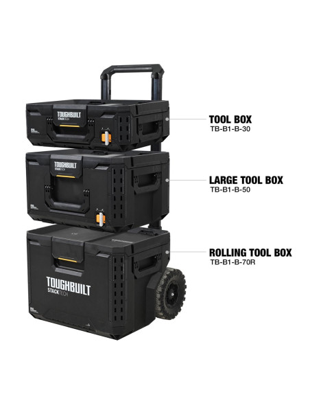 Įrankių dėžių rinkinys su ratukais (3 dalys), TOUGHBUILT STACKTECH. Statybinės medžiagos