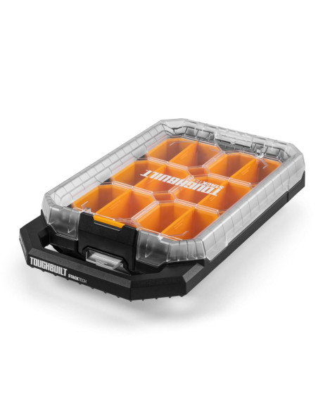 Modulinė kompaktiška įrankių dėžė-organizatorius (žemo profilio 1/2) , TOUGHBUILT STACKTECH. Statybinės medžiagos