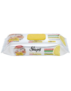 Drėgnos servetėlės maistiniams paviršiams Sleepy Easy Clean, geltonas dangtelis (pakuotėje 50vnt).