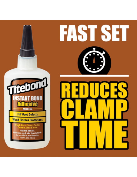 Momentiniai Cianakrilato Klijai Titebond Instant Bond Wood MEDIUM, Vidutinio Klampumo