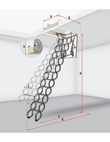 Fakro LST žirkliniai laiptai | Mažoms angoms | Metaliniai