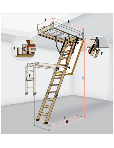 Fakro LWF60 mediniai priešgaisriniai laiptai EI60 | 280cm