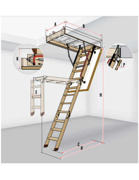 Fakro LWF60 mediniai priešgaisriniai laiptai EI60 | 280cm