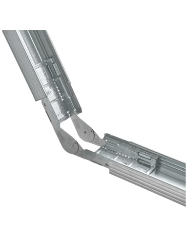 Sujungimo detalė-adapteris KNAUF Multiverbinder (30-280°). Skirta CD 60/27 profiliams jungti kampu. Cinkuotas plienas, aukšta ko