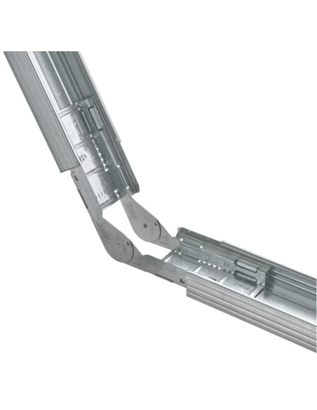 Sujungimo detalė-adapteris KNAUF Multiverbinder (30-280°). Skirta CD 60/27 profiliams jungti kampu. Cinkuotas plienas, aukšta ko