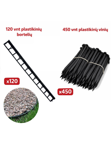 Rinkinys - 120 vnt Bortas trinkelėms ALTBORT45, plastikinis, ilgis 1m, aukštis 45mm + 450 vnt vinis borto tvirtinimui