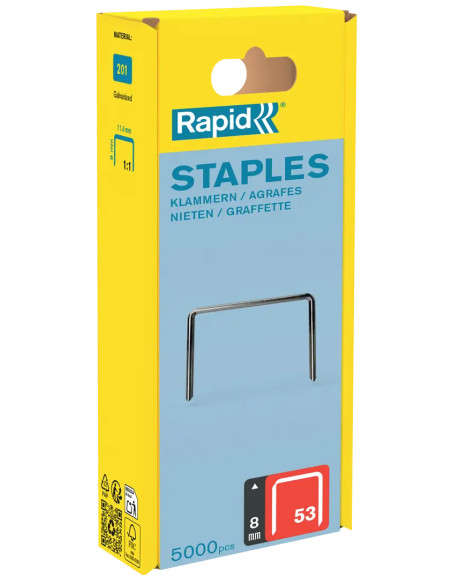 Kabės Rapid 8mm TYP No 53 [5000 vnt]. Statybinės medžiagos