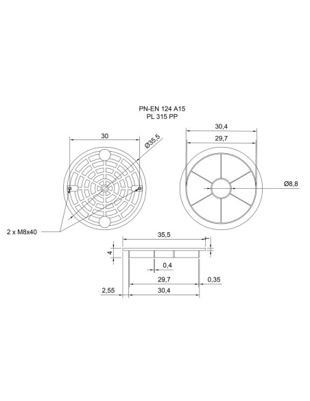 Dangtis šulinio stovui 315mm, plastikinis. Statybinės medžiagos
