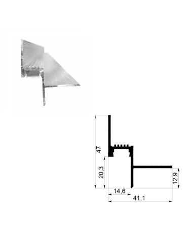 Paslėptas profilis luboms LED + SHADOW GAP, ilgis 2.5m