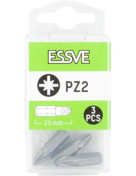 ESSVE sukimo antgaliai PZ2 25mm, 3 vnt. pakuotė