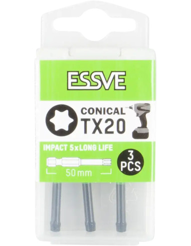ESSVE IMPACT TX20 50mm kūginiai smūginiai antgaliai