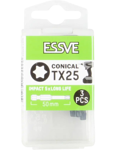 ESSVE IMPACT TX25 50mm kūginiai smūginiai antgaliai