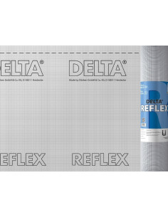 Garo izoliacinė plėvelė su aliuminio sluoksniu DELTA REFLEX, 1.5x50m (75m2), ypatingai stora (180g), Sd 150