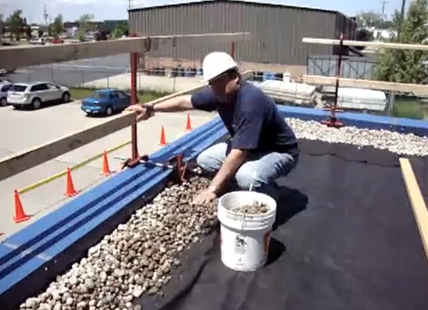 Apželdinti stogai naudojant perforuotą membraną su geotekstile
